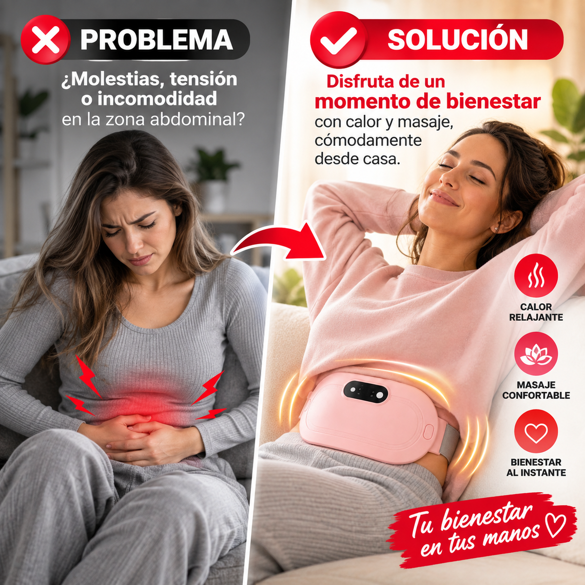 🔥 OLVÍDATE DE LOS CÓLICOS. RECIBE CALOR + MASAJE EN 3 SEGUNDOS 🔥