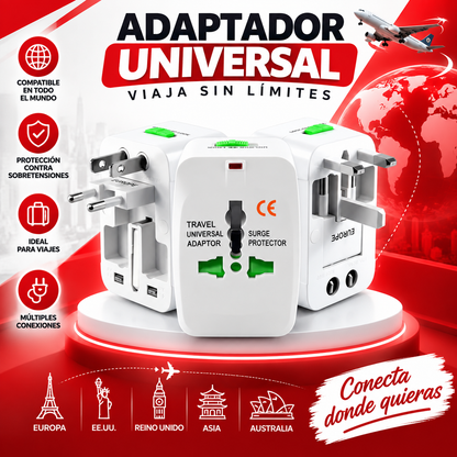 Voltix™ | Adaptador Universal de Viaje con Protección Contra Sobretensiones